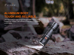 Fenix PD25R rechargeable LED EDC flashlight with compact design and adjustable beam, ideal for everyday carry.