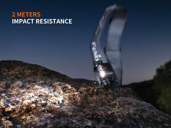 Fenix HM55R lightweight multi-LED headlamp with black strap and multiple LED lights for hands-free illumination.