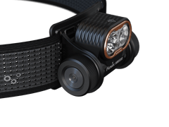 Fenix HM55R lightweight multi-LED headlamp in black with adjustable strap and multiple light modes for outdoor use