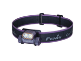 Black Fenix HM55R lightweight multi-LED headlamp with adjustable straps and multiple lighting modes for outdoor activities.