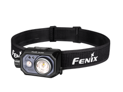 Fenix HL45R rechargeable headlamp with focusing and gesture-sensing features, shown with adjustable strap and bright LED light.