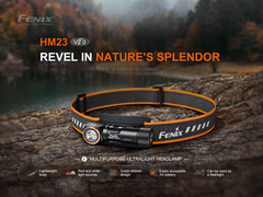 Fenix HM23 V2.0 lightweight detachable AA headlamp with adjustable strap and bright LED light for outdoor activities.