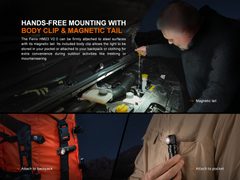 Fenix HM23 V2.0 lightweight detachable AA headlamp with adjustable strap and bright LED light for outdoor activities.