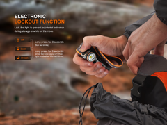 Fenix HM23 V2.0 lightweight detachable AA headlamp with adjustable strap and bright LED light for outdoor activities.