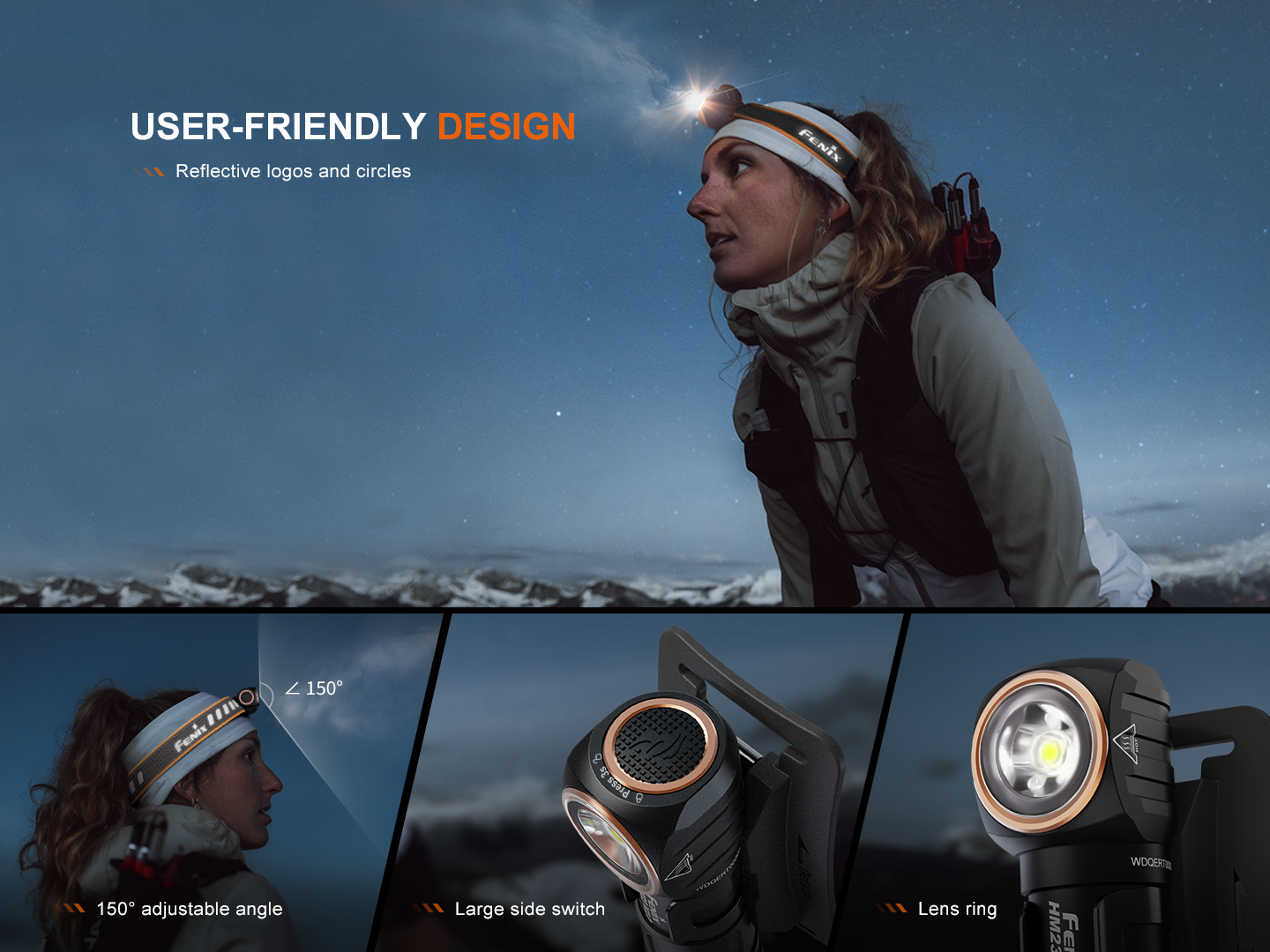 Fenix HM23 V2.0 lightweight detachable AA headlamp with adjustable strap and bright LED light for outdoor activities