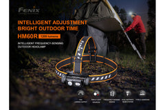 Fenix HM60R outdoor LED headlamp with 1200 lumens, adjustable straps, and durable design for outdoor activities and camping.