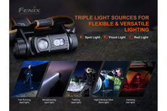 Fenix HM60R outdoor LED headlamp with 1200 lumens, adjustable strap, and durable design for outdoor activities and camping.