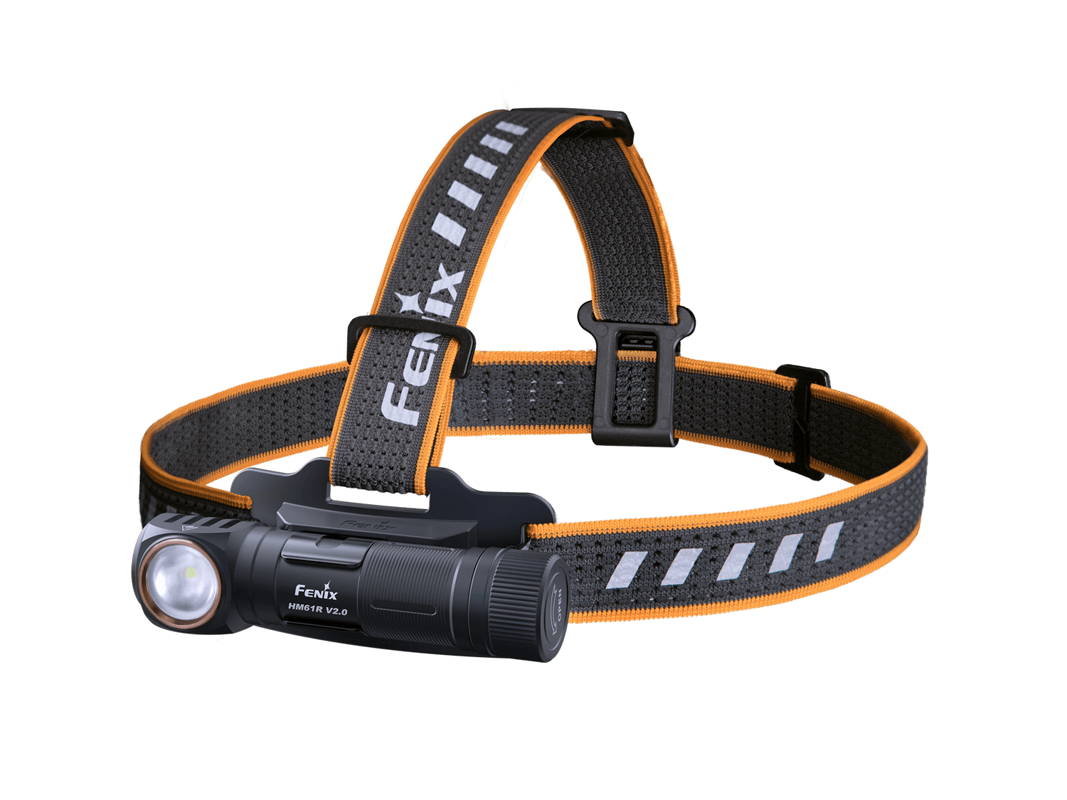 Fenix HM61R V2 rechargeable LED headlamp with 1600 lumens, adjustable strap, and compact design for outdoor activities.