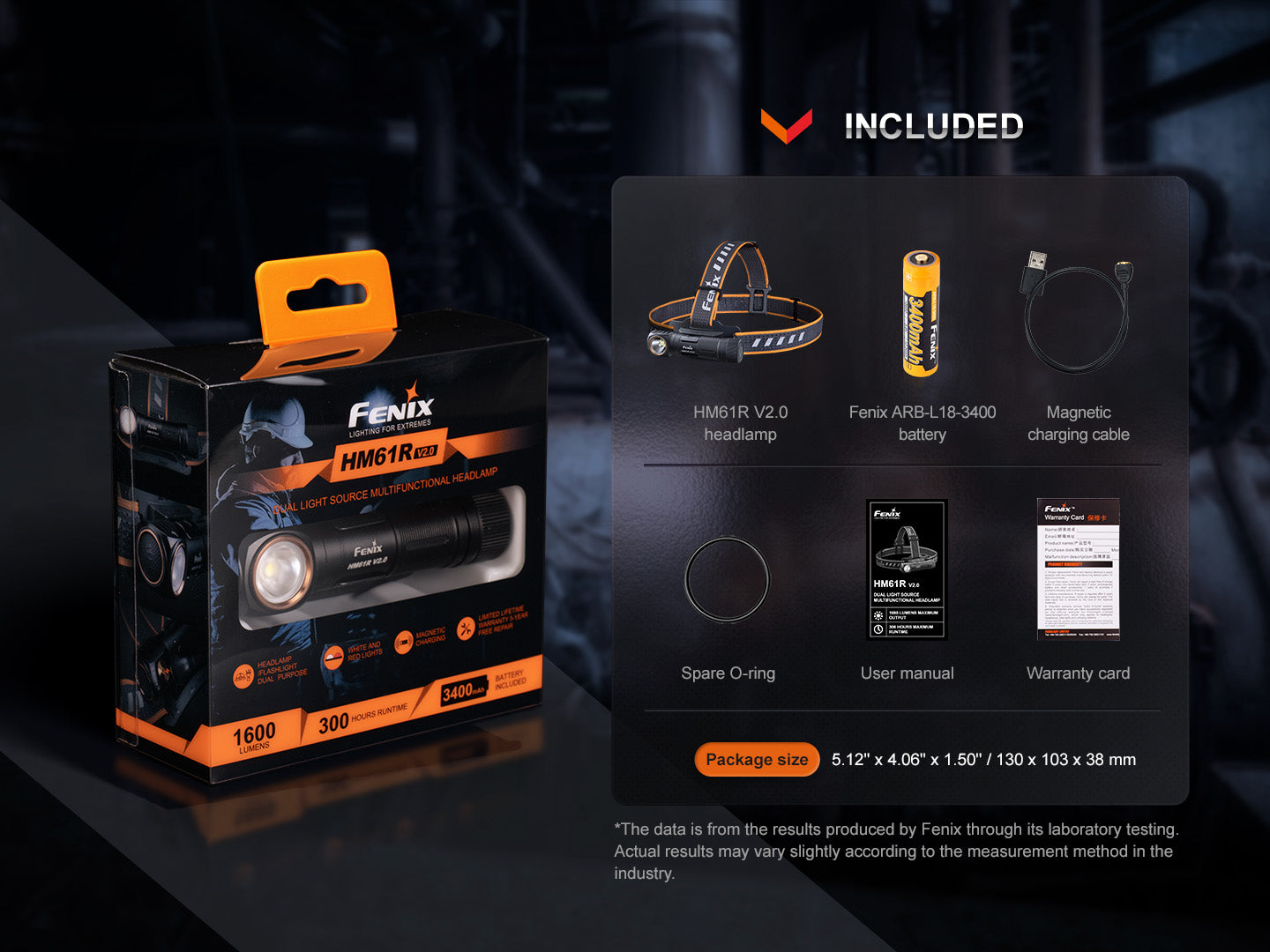 Fenix HM61R V2 rechargeable LED headlamp with 1600 lumens, adjustable head strap, and bright focused beam for outdoor activities.