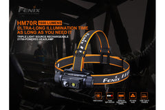 Fenix HM70R rechargeable LED headlamp with 1600 lumens, black headlamp with adjustable straps and bright light beam