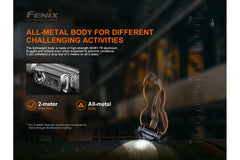 Fenix HM70R rechargeable LED headlamp with 1600 lumens, adjustable strap, and bright white light for outdoor activities