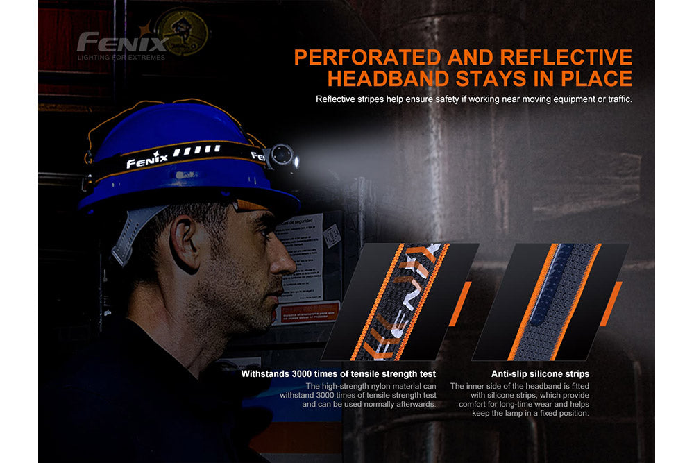 Fenix HM70R rechargeable LED headlamp with 1600 lumens, black headlamp with adjustable straps and high-intensity light source