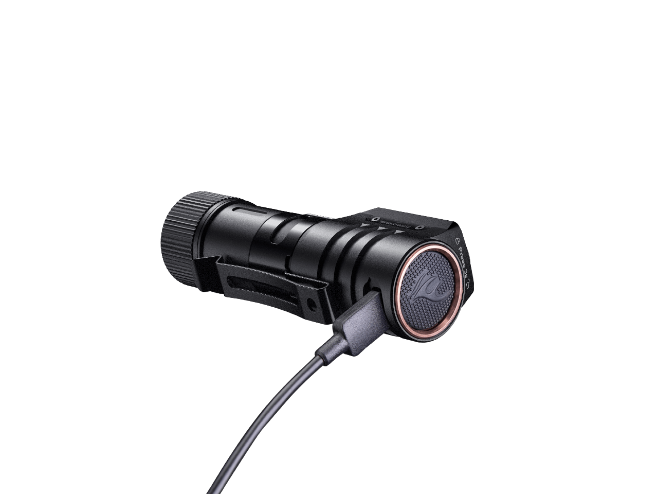 Fenix HM71R rechargeable industrial LED headlamp with adjustable strap and bright beam, designed for hands-free lighting use.