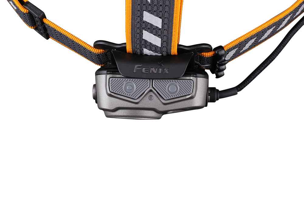 Fenix HP25R V2.0 headlamp with 1600 lumens, adjustable straps, and a bright LED light for outdoor and work use