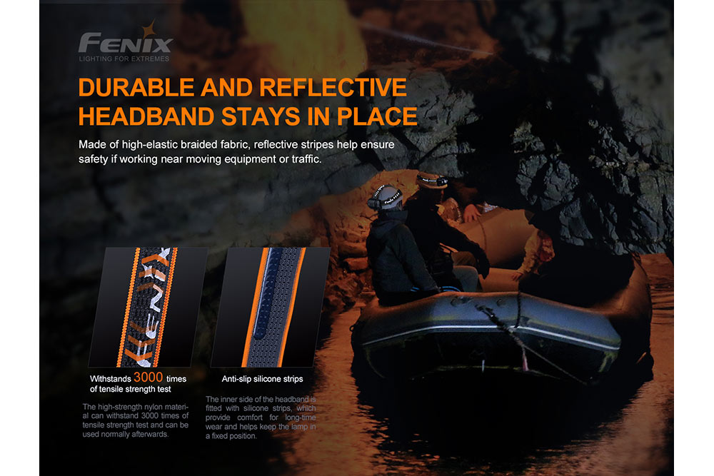 Fenix HP30R V2.0 LED headlamp with 3000 lumens, adjustable head strap, and bright white light for outdoor activities