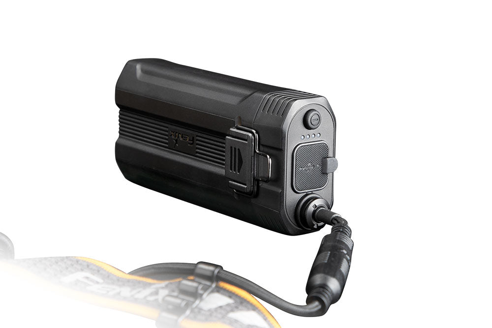 Fenix HP30R V2.0 LED headlamp with 3000 lumens, adjustable strap, and bright white light, designed for outdoor and professional use