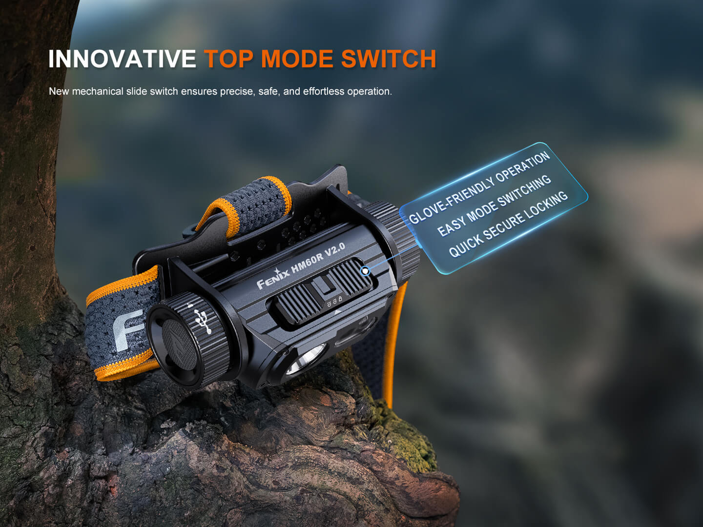 Fenix HM60R V2 high-performance headlamp with 1600 lumens, adjustable strap, and durable design for outdoor activities.