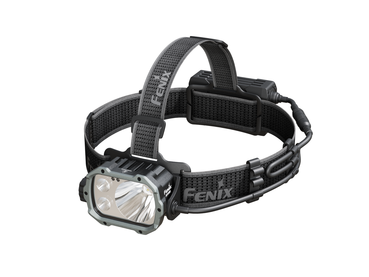 Fenix HP35R search and rescue headlamp with adjustable straps, bright LED light, and durable design for outdoor activities.