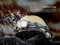 Fenix HP35R Search and Rescue Headlamp with adjustable straps, LED light, and compact design for outdoor and rescue use.