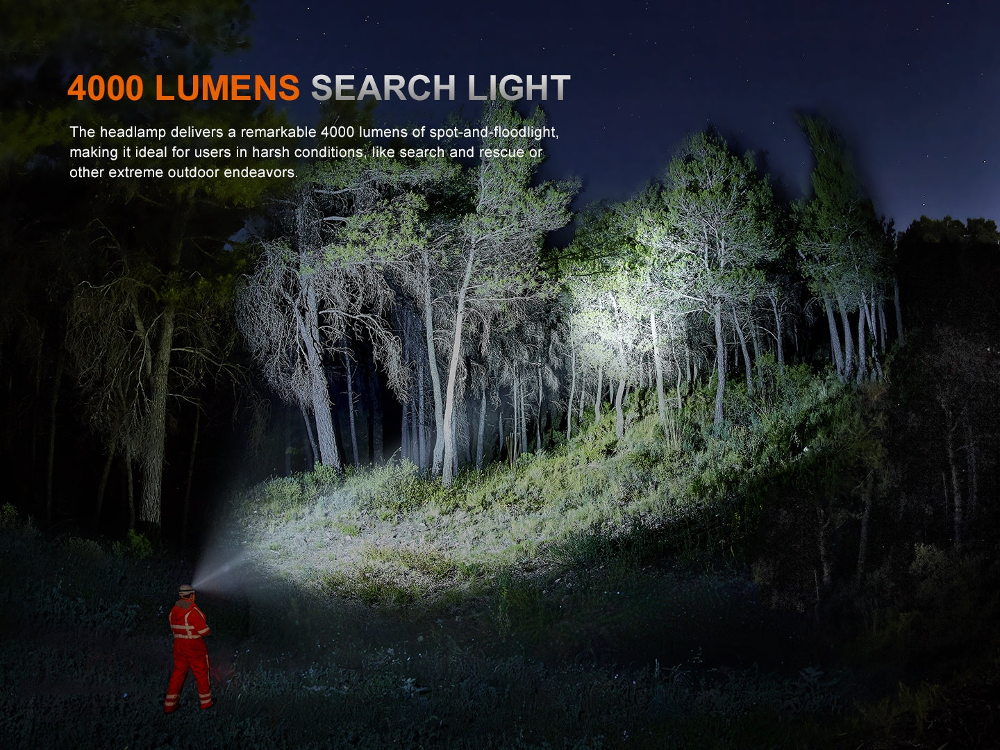 Fenix HP35R Search and Rescue Headlamp with adjustable strap, bright LED light, and durable design for outdoor and rescue use