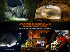 Fenix HP35R Search and Rescue Headlamp with adjustable strap, LED light, and durable design for outdoor and rescue use