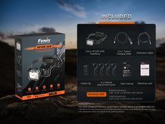 Fenix HP35R Search and Rescue Headlamp with adjustable straps, LED light, and durable design for outdoor and rescue use.