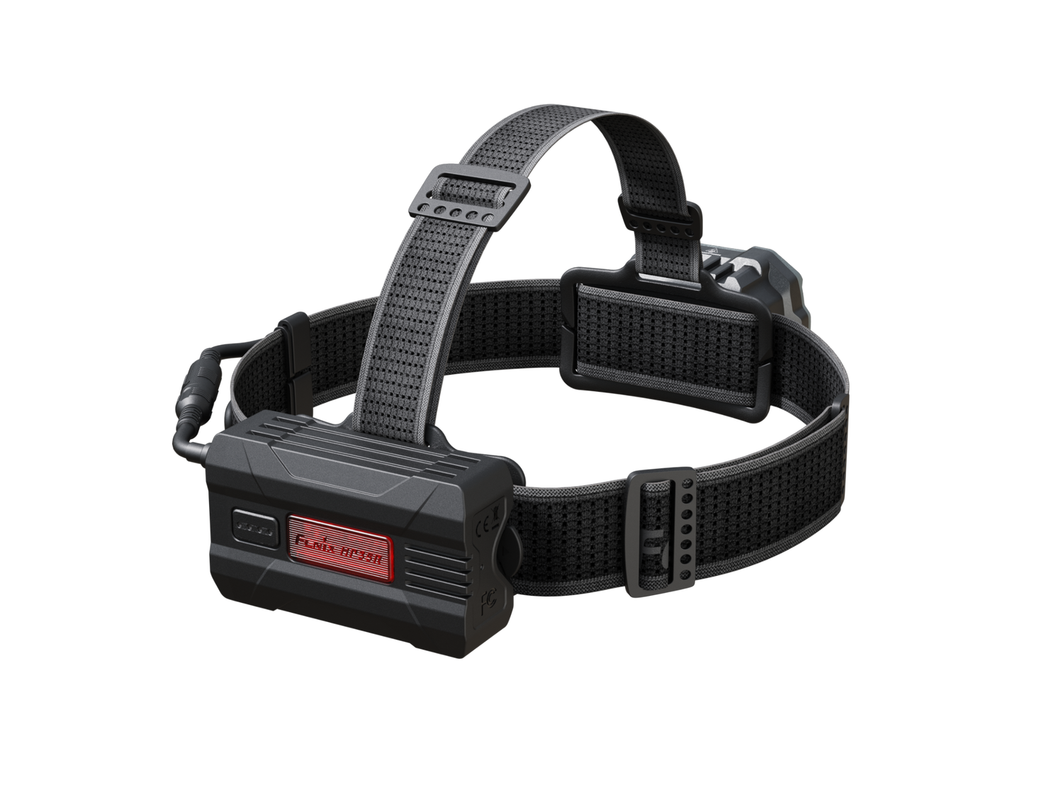 Fenix HP35R search and rescue headlamp with adjustable strap, bright LED light, and multiple beam modes for outdoor use.