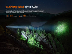 Fenix LD45R rechargeable LED flashlight with digital focus and sturdy black body, designed for high-performance outdoor lighting.