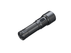 Fenix LD45R Rechargeable LED Flashlight with digital focus and compact design, black body, and adjustable beam.