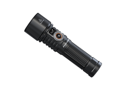 Fenix LD45R rechargeable LED flashlight with digital focus, black body, and adjustable beam, designed for high-performance illumination.