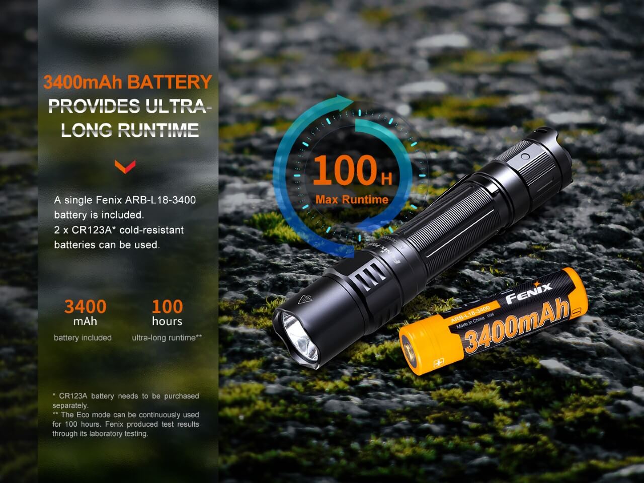 Fenix PD35R compact rechargeable tactical flashlight with black body and adjustable beam, designed for outdoor and tactical use.