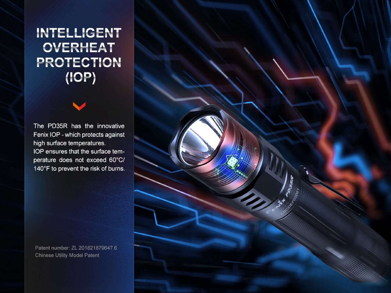 Fenix PD35R compact rechargeable tactical flashlight with adjustable beam and textured grip for outdoor and security use.