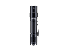 Fenix PD35R compact rechargeable tactical flashlight with LED beam, black body, and textured grip for enhanced handling.