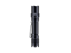 Fenix PD35R compact rechargeable tactical flashlight with black body and adjustable beam, designed for outdoor and tactical use.