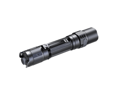 Fenix PD35R compact rechargeable tactical flashlight with high lumen output and durable black body, designed for outdoor use.