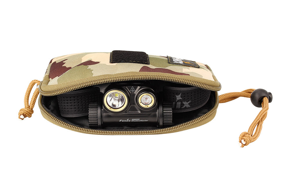 Fenix APB-30 headlamp storage bag in black, designed to protect and organize Fenix headlamps and accessories.