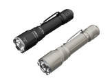 Black Fenix TK21R tactical duty flashlight with textured grip and durable design, ideal for professional and outdoor use.
