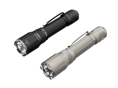 Black Fenix TK21R tactical duty flashlight with textured grip and durable design, ideal for professional and outdoor use.