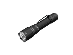 Black Fenix TK21R tactical duty flashlight with textured grip and LED lens, designed for outdoor and professional use.