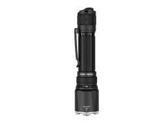 Black Fenix TK21R tactical flashlight with textured grip and adjustable beam, designed for outdoor and professional use.