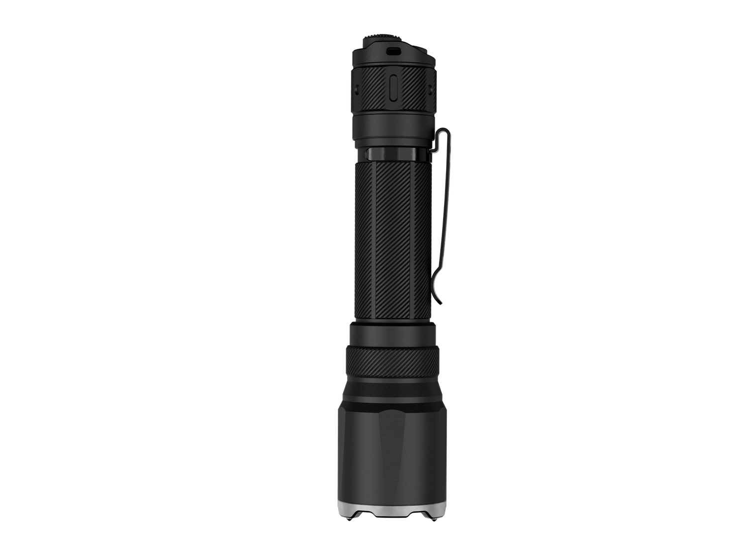 Black Fenix TK21R tactical duty flashlight with adjustable beam and durable design, suitable for outdoor and professional use