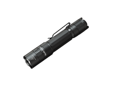 Fenix PD32R rechargeable tactical LED flashlight with silent switch, compact design, and Brunette finish, ideal for outdoor and tactical use.
