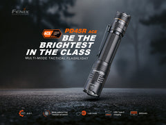 Fenix PD45R ACE tactical flashlight with multi-mode LED, black body, and textured grip for outdoor and tactical use.