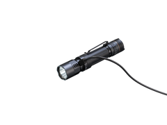 Fenix PD45R ACE tactical flashlight with multiple modes, black body, and textured grip for outdoor or tactical use.