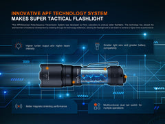 Fenix TK05R compact tactical EDC flashlight with black body, textured grip, and adjustable bezel for outdoor and tactical use