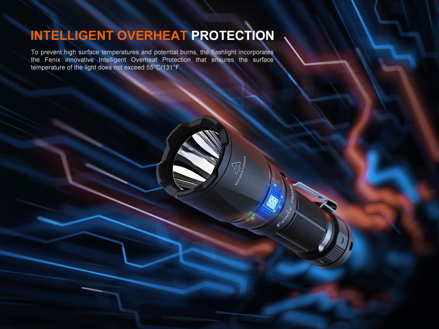 Fenix TK05R Compact Tactical EDC Flashlight with black body, textured grip, and LED light on a white background.