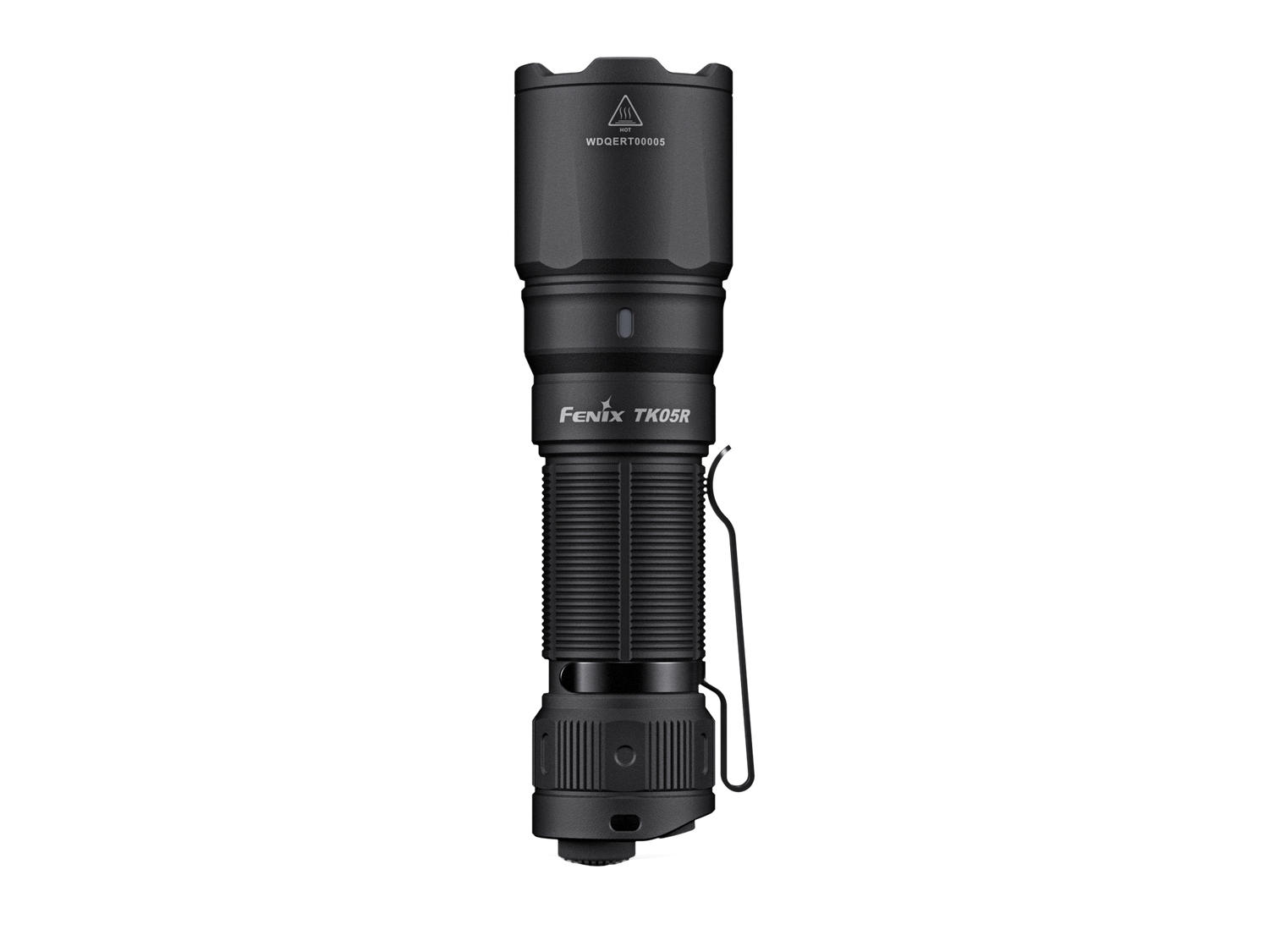 Fenix TK05R compact tactical EDC flashlight with black body, textured grip, and LED lens for outdoor and tactical use