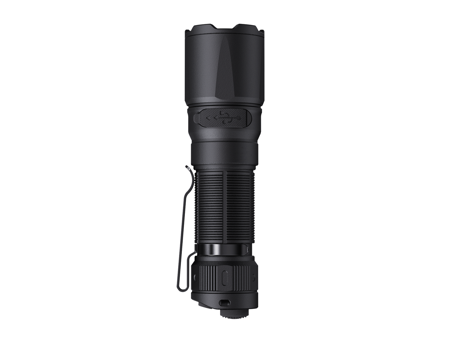 Fenix TK05R compact tactical EDC flashlight with black aluminum body, focusing beam, and textured grip for everyday carry.