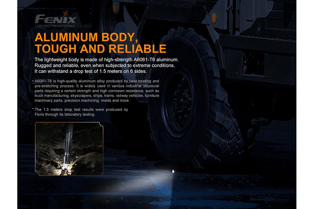 Fenix TK16 V2.0 tactical flashlight with 3100 lumens, black body, compact design, and adjustable bezel for outdoor or tactical use