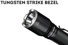 Fenix TK16 V2.0 tactical flashlight with 3100 lumens, black body, and adjustable beam, designed for outdoor and tactical use.